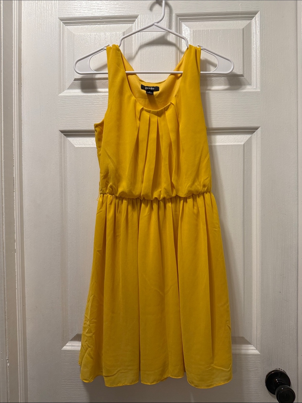by & by Bright Yellow Pleated Scoop-Neck Midi Dress